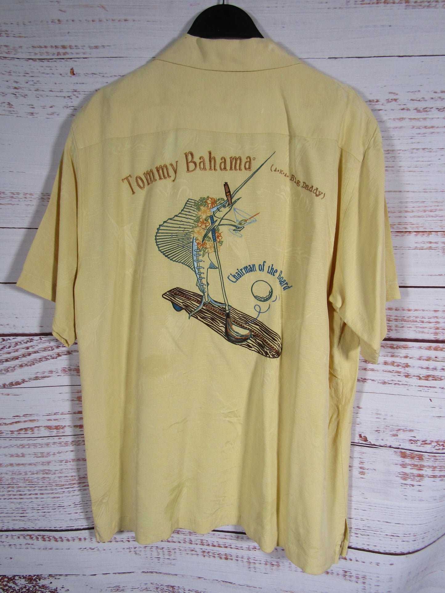 Tommy Bahama Big Daddy Chairman of The Board Men's Yellow Short Sleeve Shirt