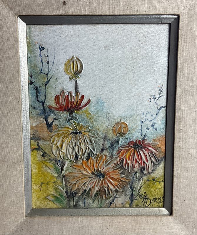 Portrait of Flowers Original Framed Painting by Signed Lydia Darvas