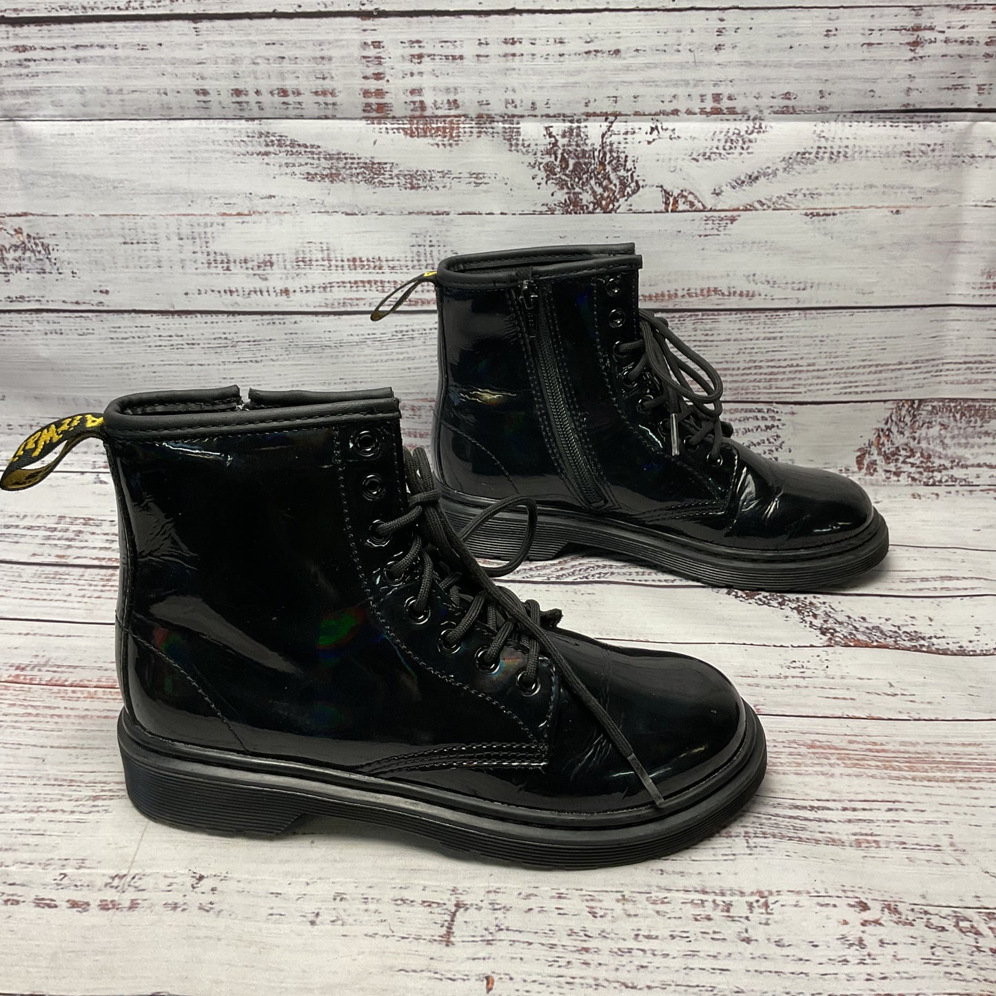 Dr. Doc Marten Black Rainbow Patent Leather 1460 Combat Boot Women Size 5