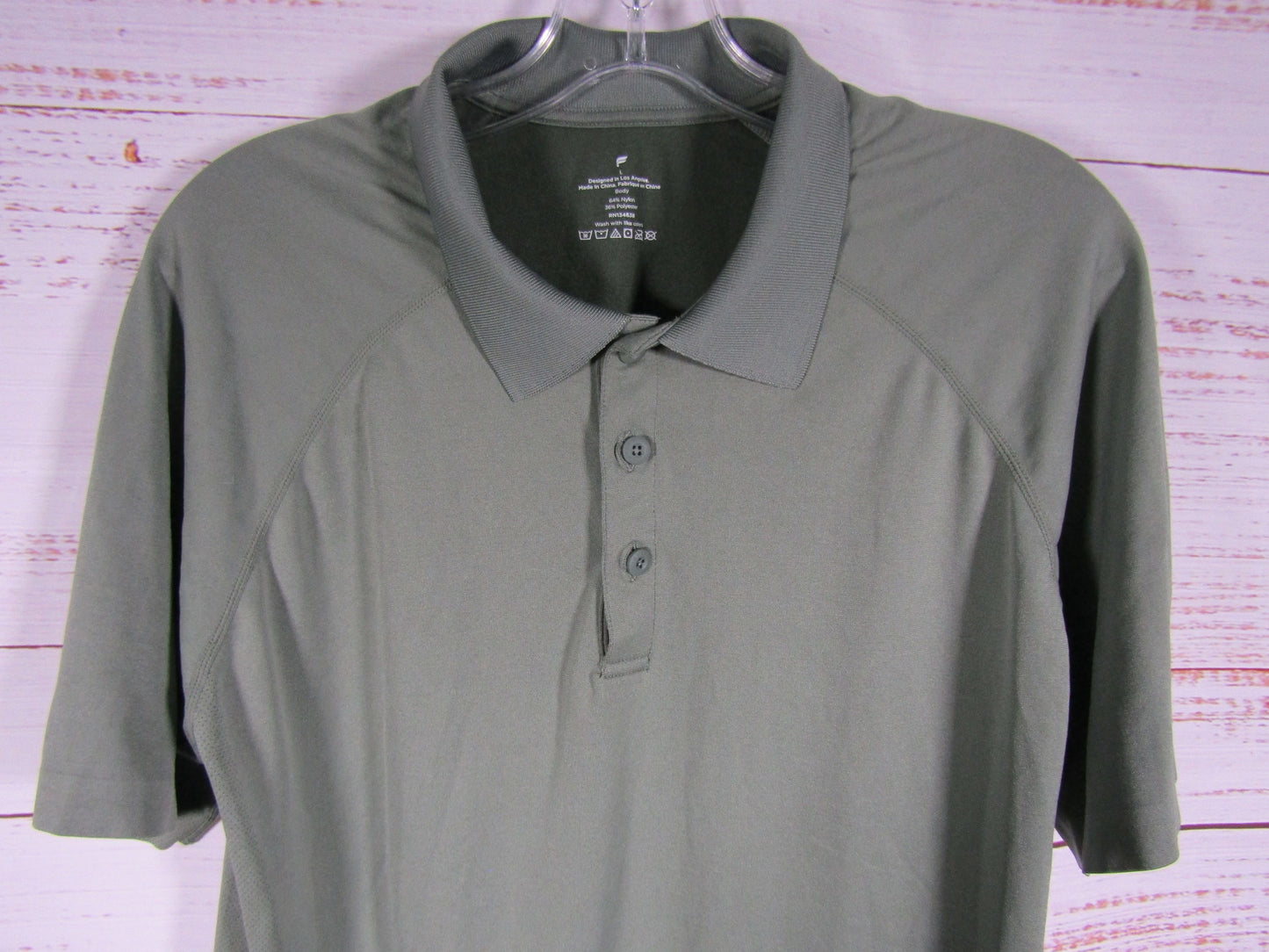 Fabletics The Training Day Polo Men's Smoke Green Polo Shirt Size L
