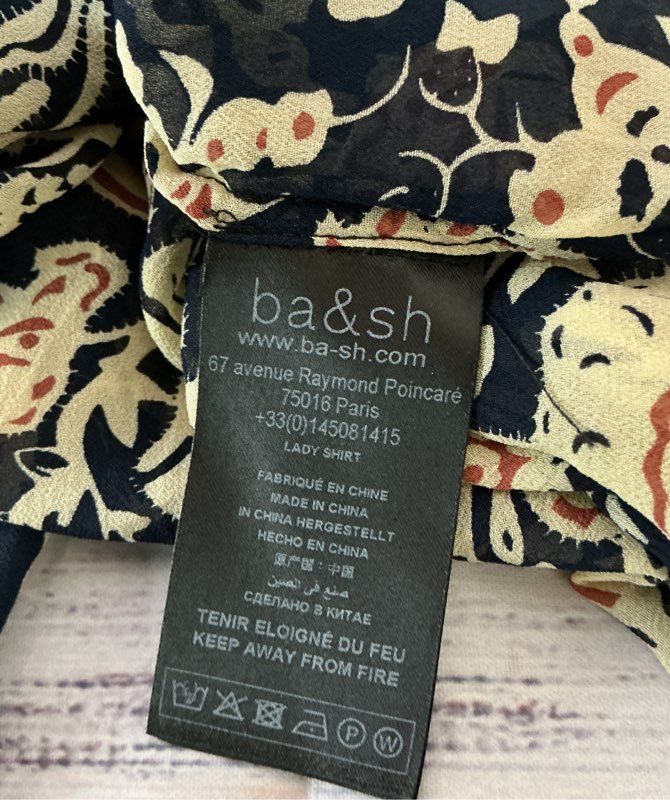 Women's ba&sh Black Paisley Print "Abi top" Size 2 Retail $170