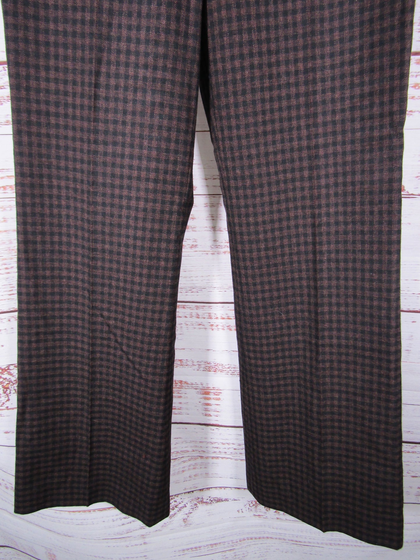 Marc Jacobs Women's Brown Wool Gingham Trouser Pants Size 4 Made in The U.S.A.
