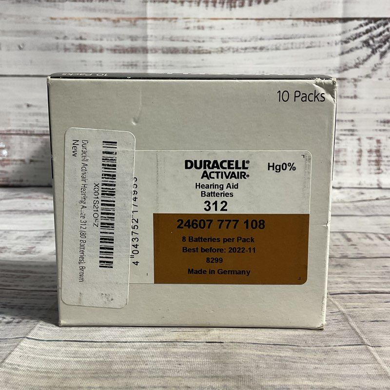 Lot of 240 Duracell Activair Hearing Aid Battery Size 312 Exp. 2022