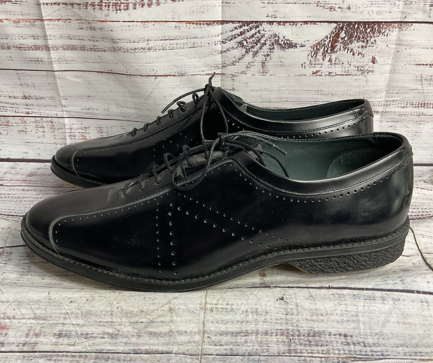 Adiev Paris Leather Perforated Derby Shoes Black 45