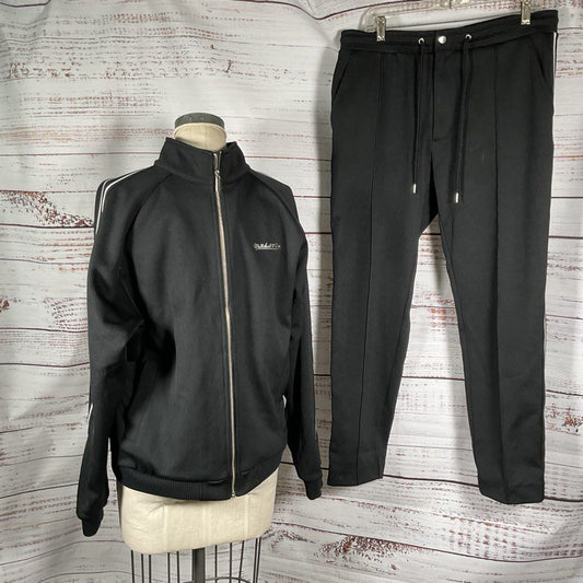 MITCHELL & NESS Jasper Knit Men's Black Jacket & Drawstring Pants- SZ L