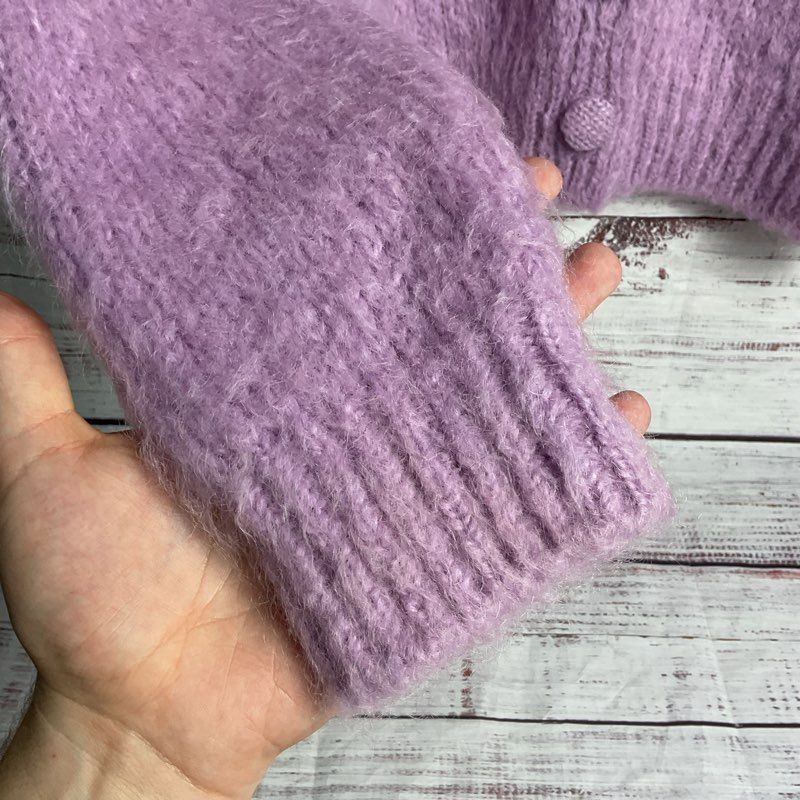 Maje Purple Fuzzy Knit Cropped 4 Button Cardigan Sweater - Size 2