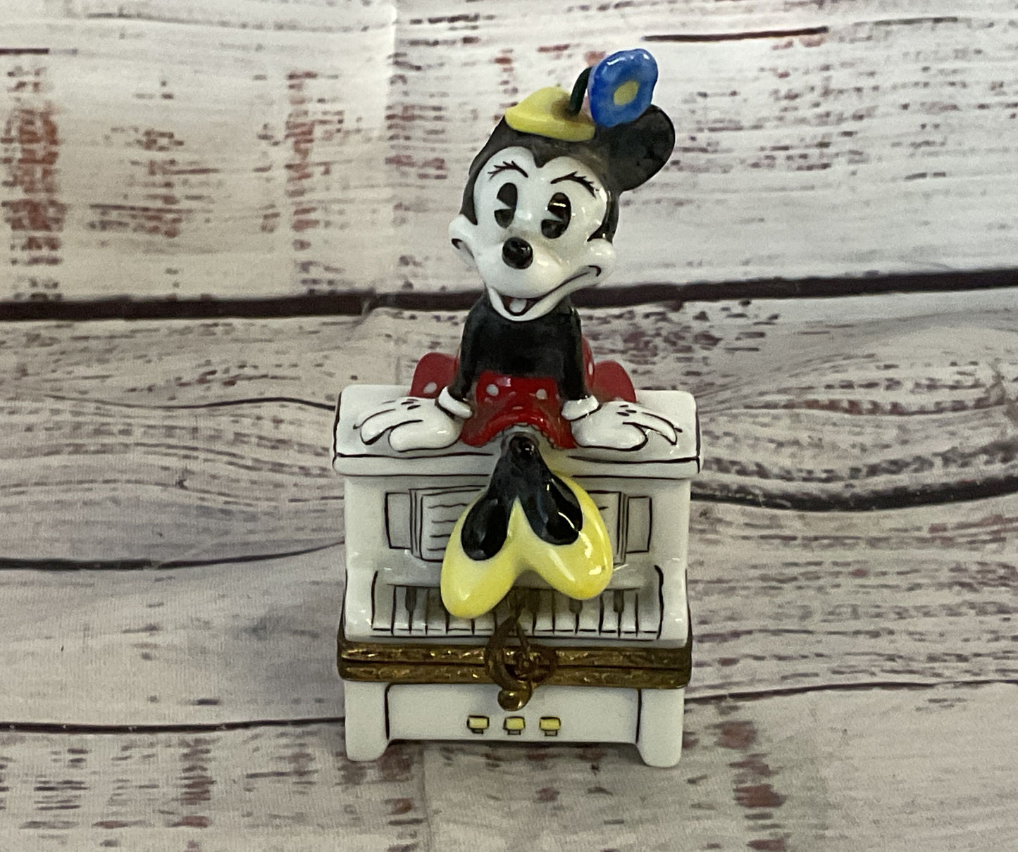 Limoges Disney Artoria Minnie Mouse on Piano Trinket Box Multicolor