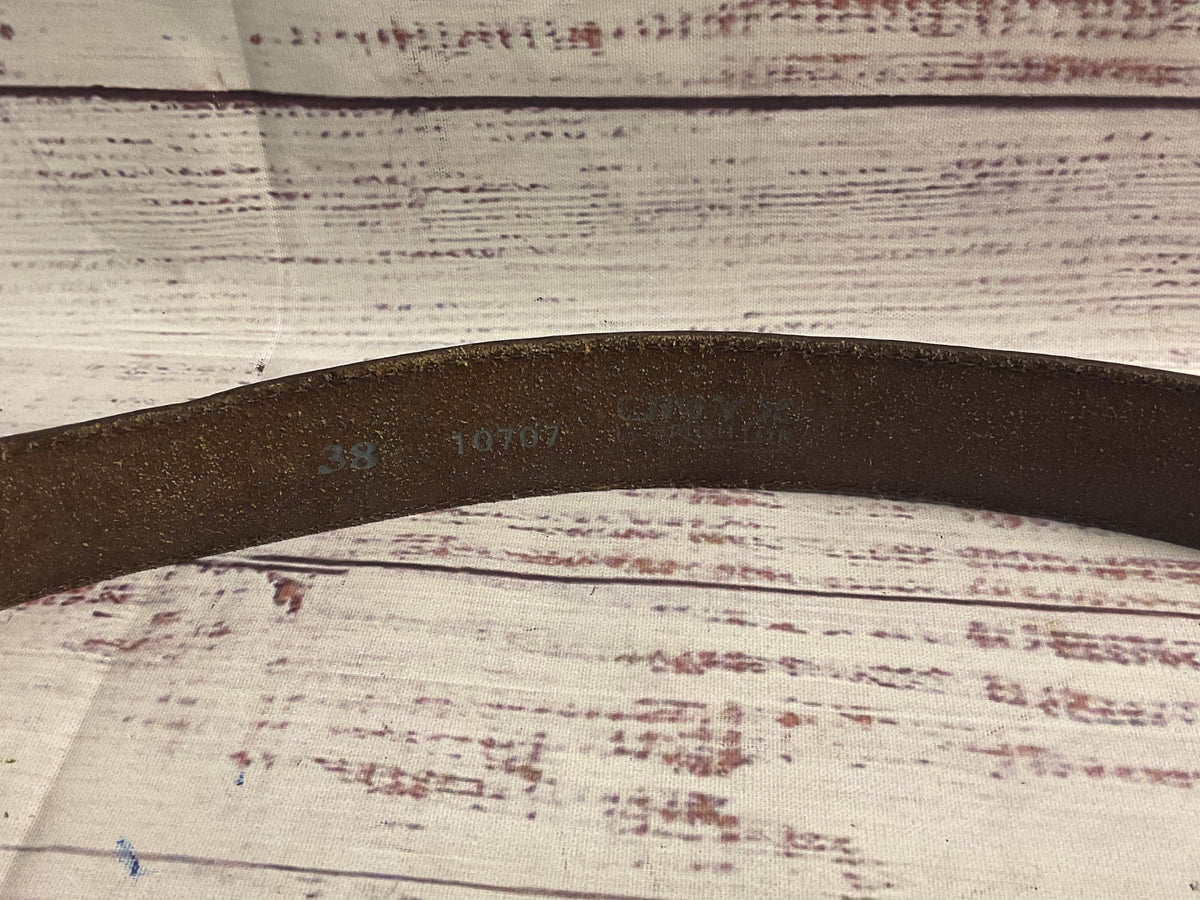 Onyx by Brighton Brown Leather Beaded Belt - Size 38
