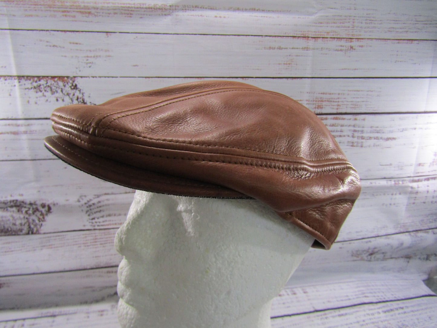 Goorin Bros Chandler Fields Men's Whiskey Leather Newsboy Cabbie Flat Cap