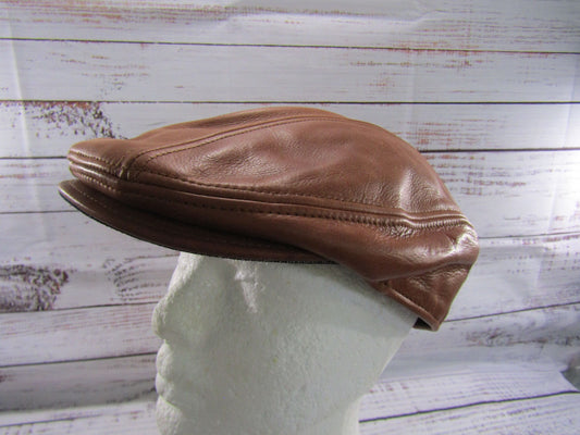 Goorin Bros Chandler Fields Men's Whiskey Leather Newsboy Cabbie Flat Cap