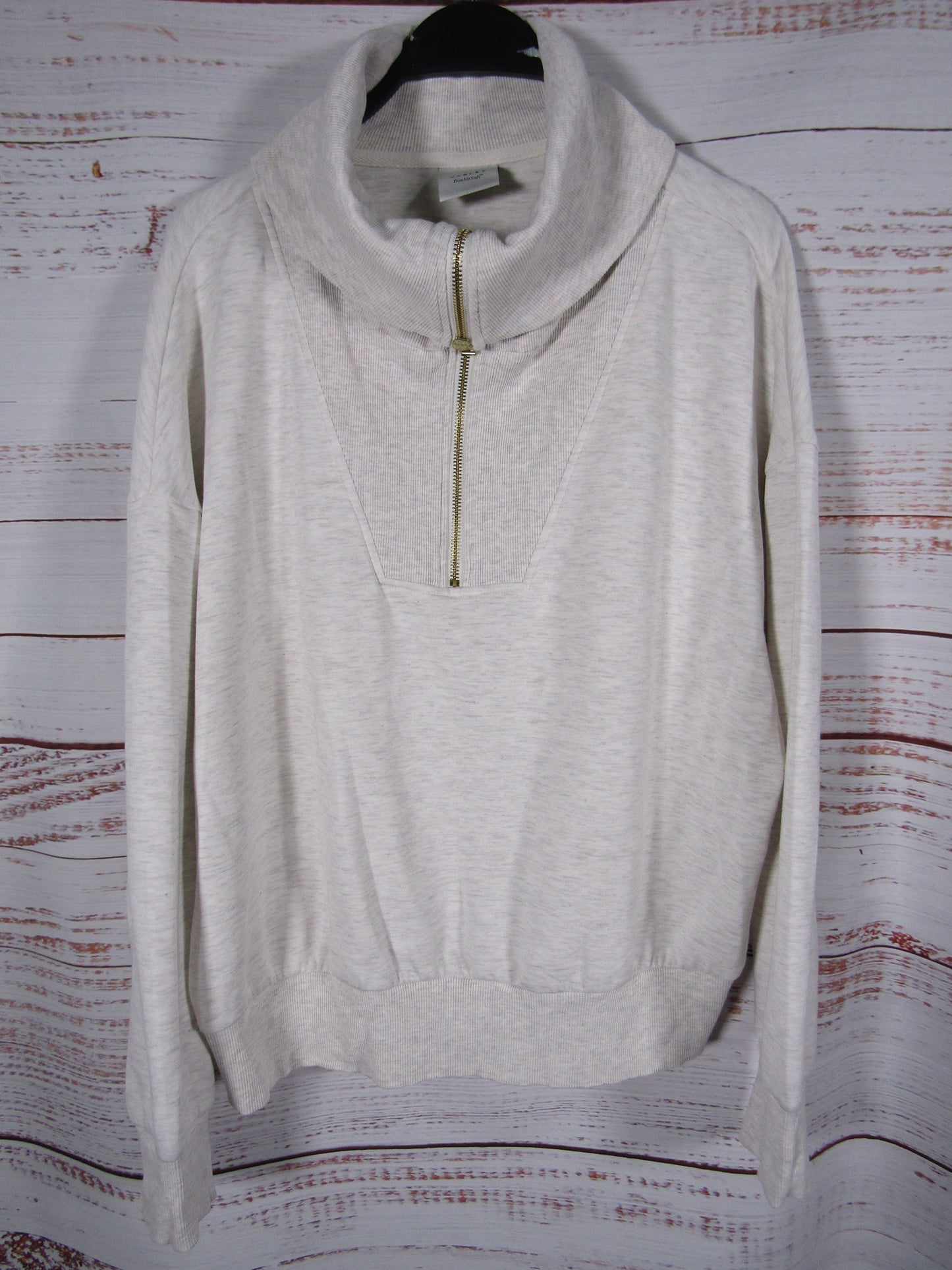 Varley Catherine Women's Ivory Marl Half Zip Sweatshirt Size L