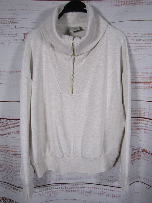 Varley Catherine Women's Ivory Marl Half Zip Sweatshirt Size L
