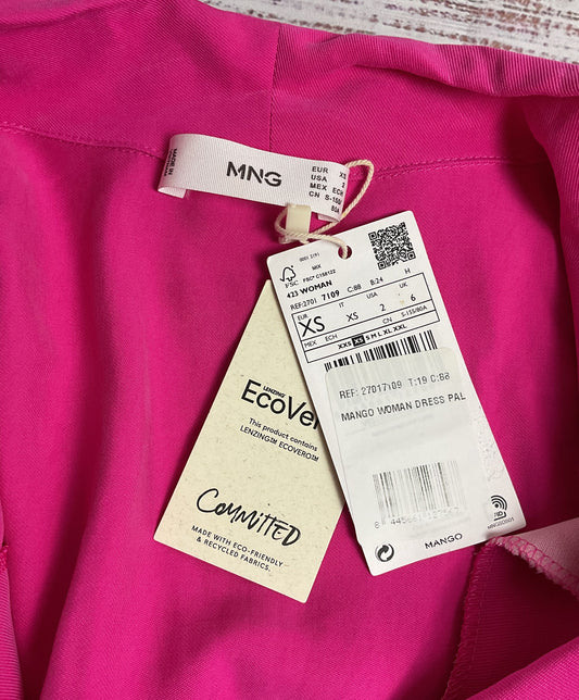 MNG By Mango Hot Pink Plunge Neckline Side Zip T-Shirt Dress - Size XS NWT