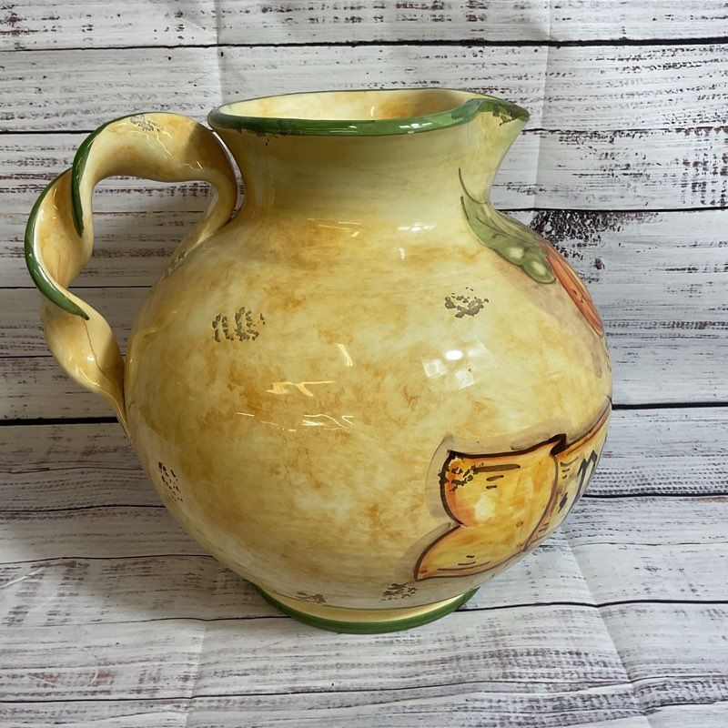 VTG. Italian Majolica Decorative Water Pitcher - 10.5"