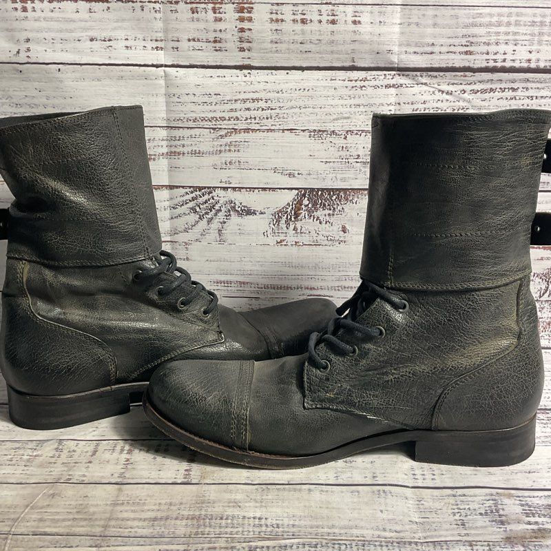 All Saints Spitalfields Damisi Black Leather Combat Boot Men's 10 US/43 EU