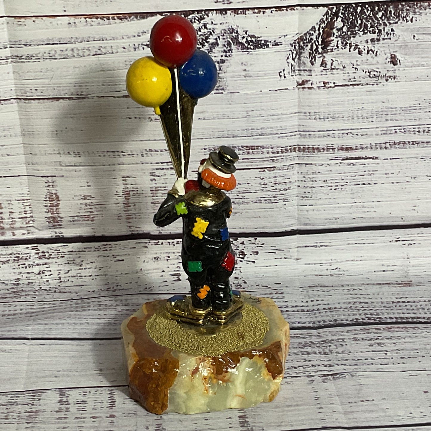 VTG. RON LEE 24k Gold Plated Clown with Balloons Sculpture 7"