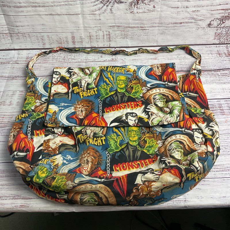Handmade Universal Monsters 13" Horror Themed Messenger Tote Bag Purse