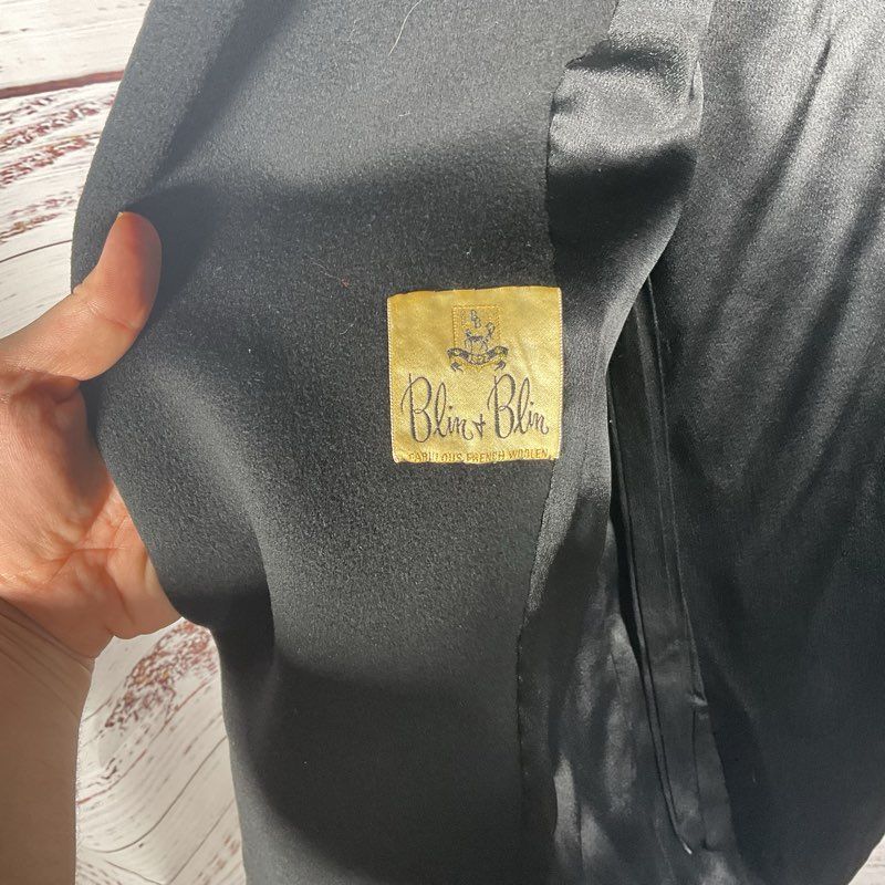 VTG. Blin+Blin Black Fur Cape Collar Wool Coat - Size in Description