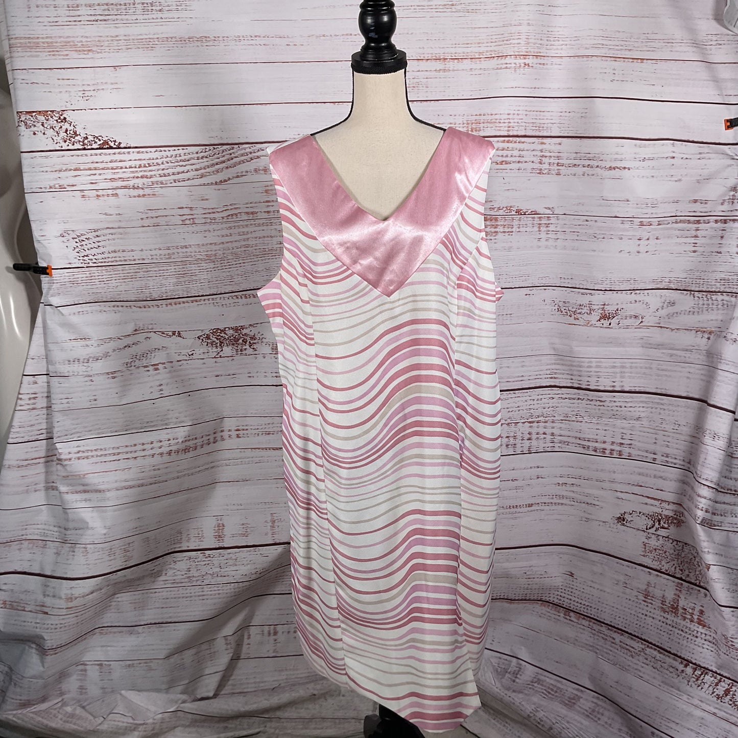 Ashro Pink White Stripe Pencil Dress & Jacket 2 Piece Set - Size 24