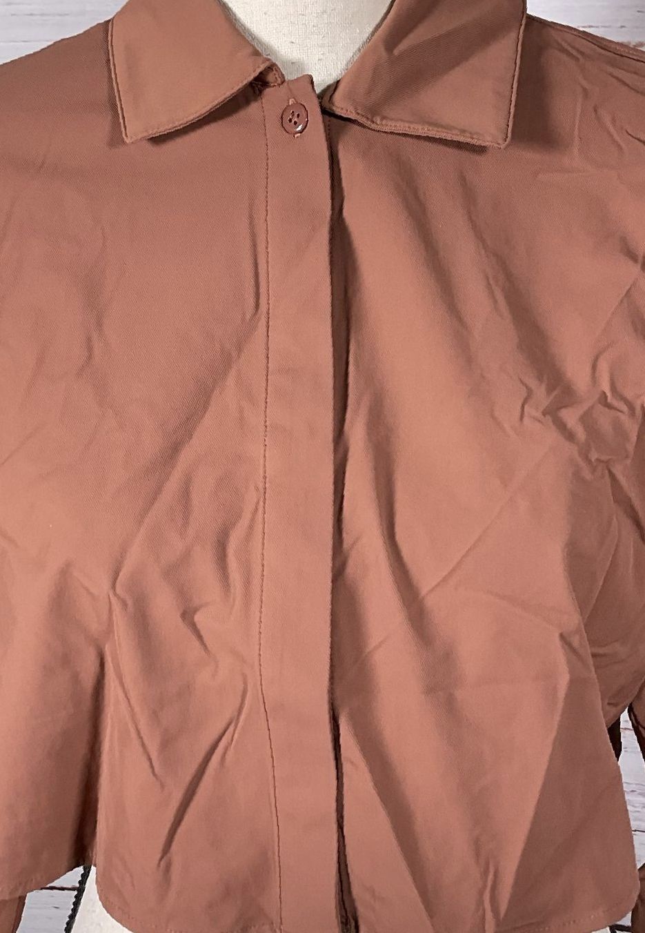 ALO Cropped Take Me Out Button Up Chestnut XS