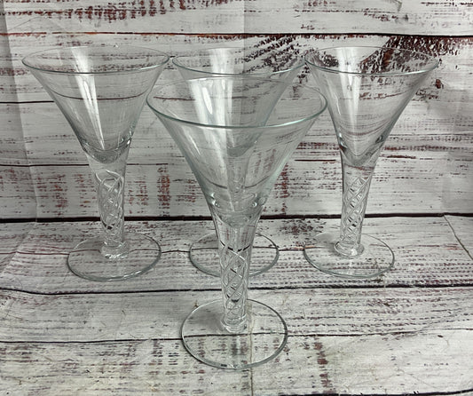 Vintage Twist Cocktail 6" Glasses Set of 4 Clear