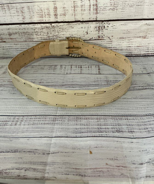 Women's Worth Beige Leather Belt with stitch design Size S