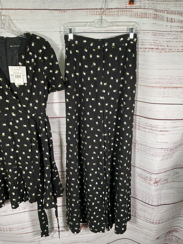 NEW Jill Jill Stuart Women's Mini Floral Dress 2 & Pants 4 Black Viscose Set