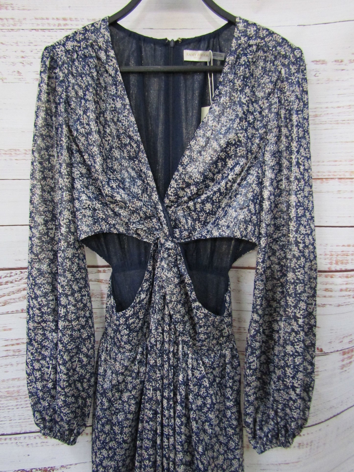 Ramy Brook Delmi Women's Blue Floral Long Sleeve Maxi Dress Size 10