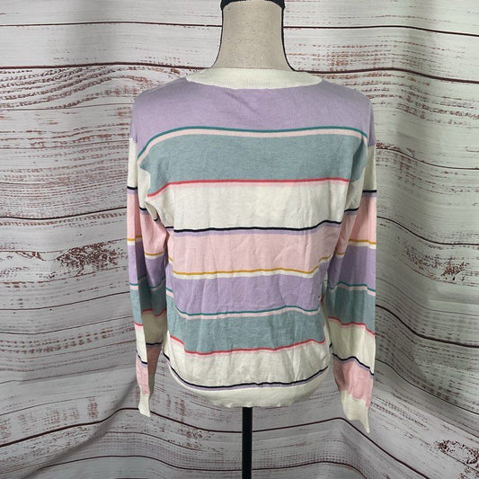 Splendid Collection Multicolor Striped Cotton Blend Crewneck Sweater - Size XS