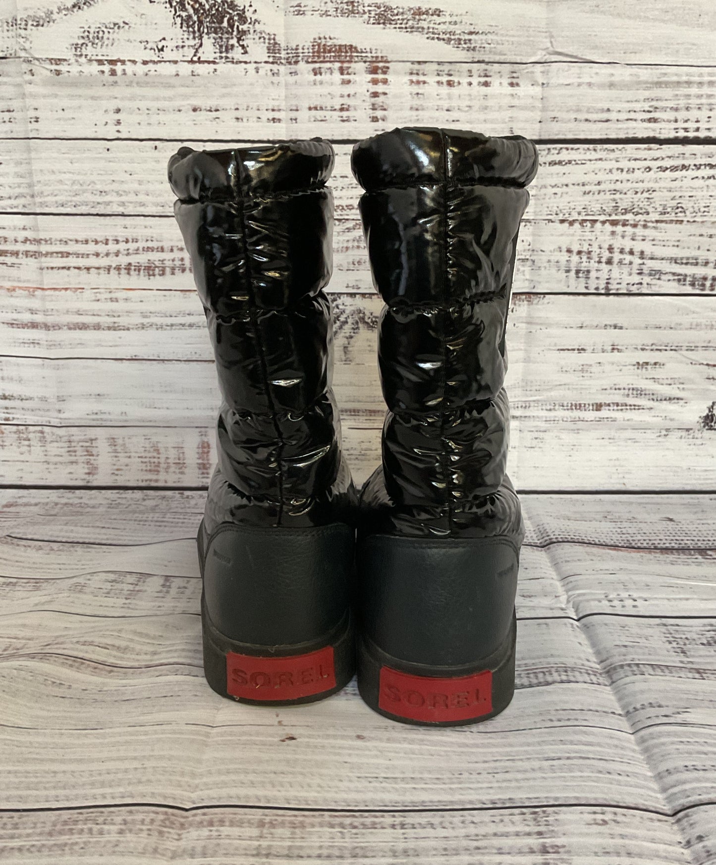 Sorel Black Insulated Waterproof Puffy Mid Calf Winter Boots 7.5