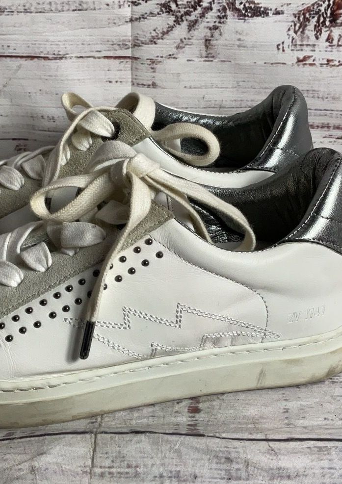 Zadig & Voltaire Paris Leather Studded Sneakers White 38