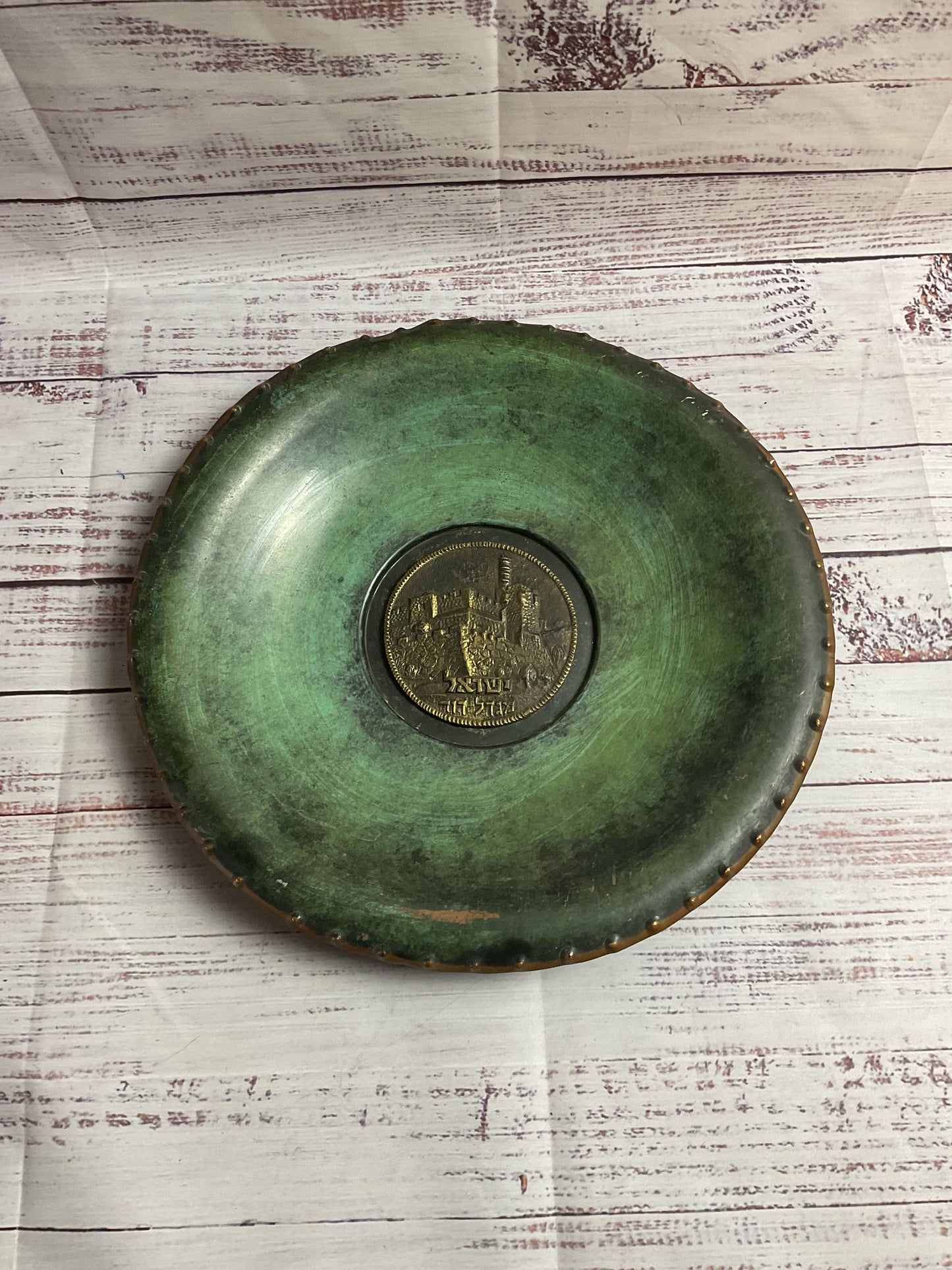 Decorative Wall Metal Plate With Bronze Scene Of Jerusalem