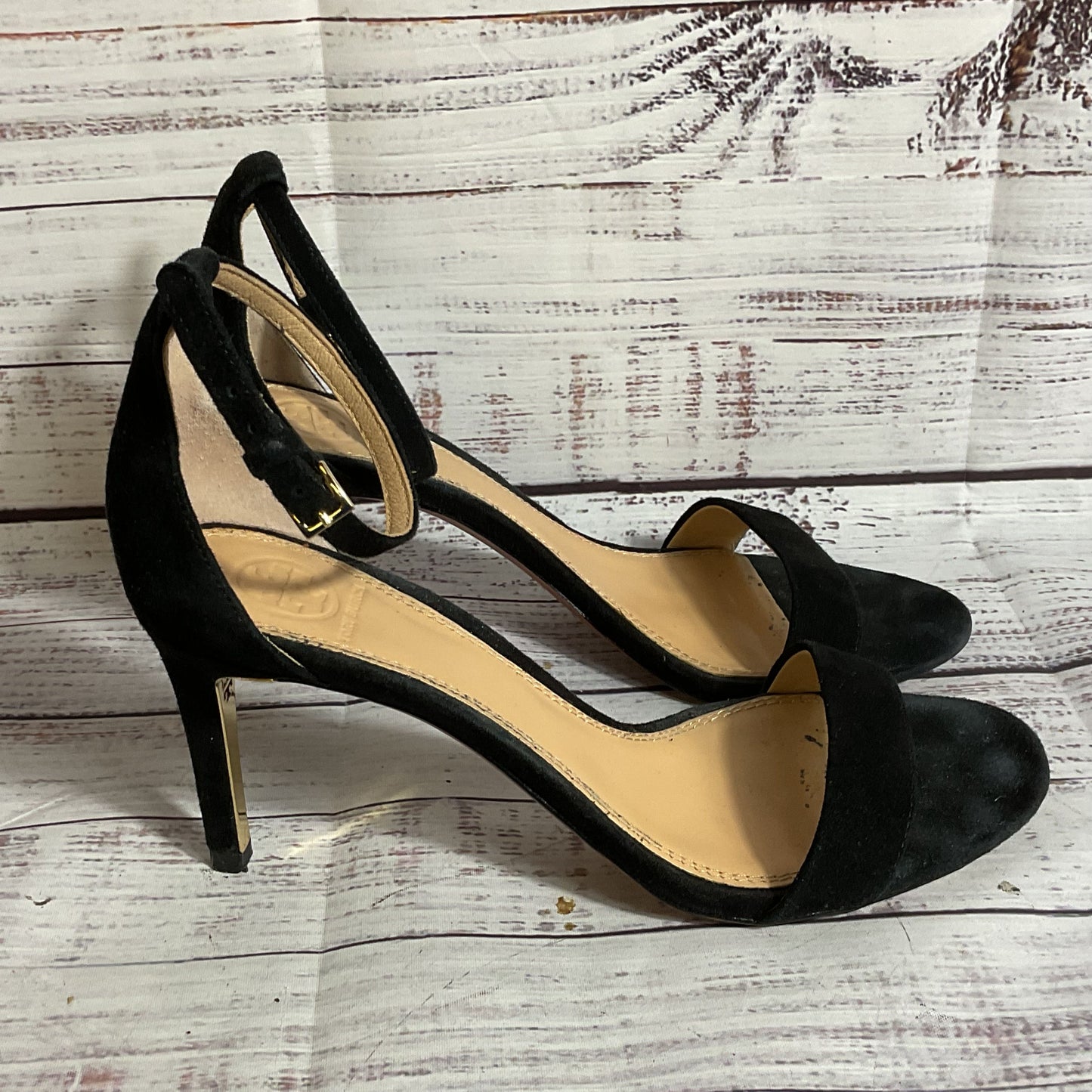 TORY BURCH Women's Black Ankle Strap Heels Shoes- SZ 7.5