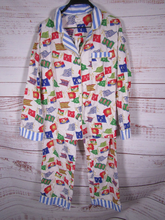 Bed Head Pajamas Women's International Nautical Flag Print Pajama Set Size L