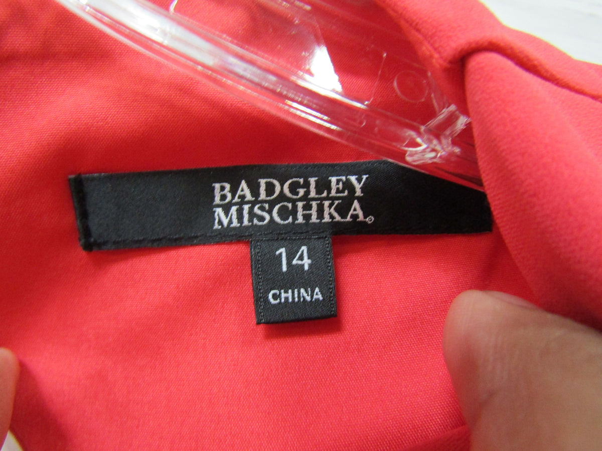 Badgley Mischka Women's Red Sheath Cocktail Dress Size 14