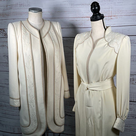 S. BALIAN DESIGNS 2pc. Women's Embroidered Belted Dress & Coat SEE MEASUREMENTS