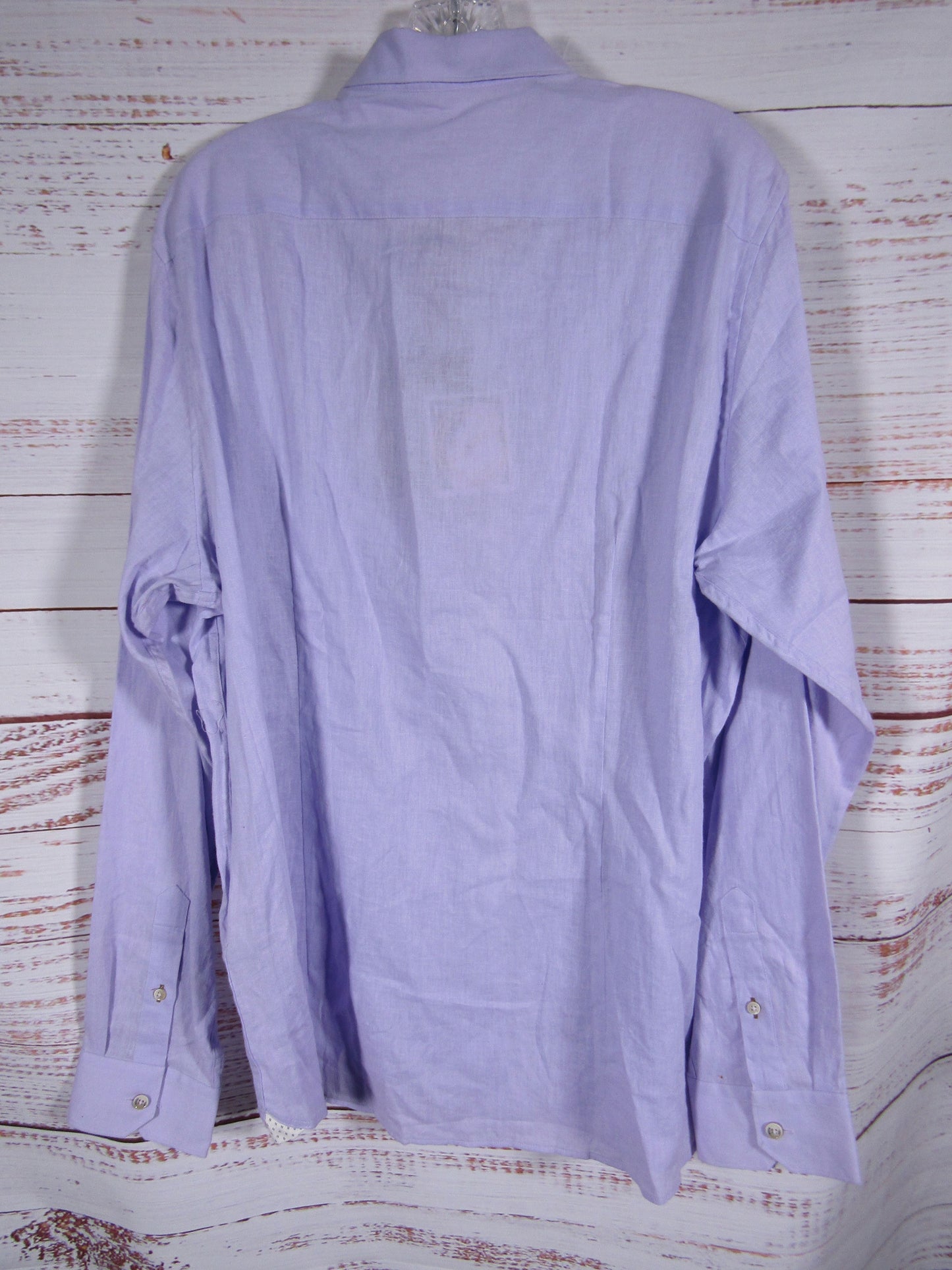 Ted Baker Men's Purple Linen Blend Long Sleeve Button Down Shirt Size XXL