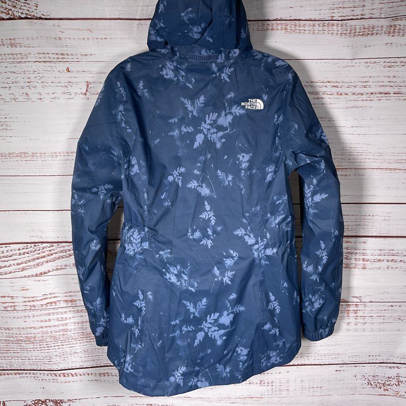 The North Face Resolve 2 Blue Scattershot Leaf Print Dryvent Hooded Jacket sz M