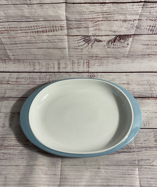 Vintage Mcm Alessi Tendentse White Porcelain Serving Platter Blue Handles 13.75"