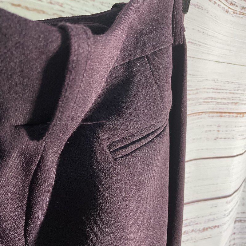 Tahari Arthur S Levine 2-Piece Mandarin Collar Eggplant Purple Pant Suit Size 8P
