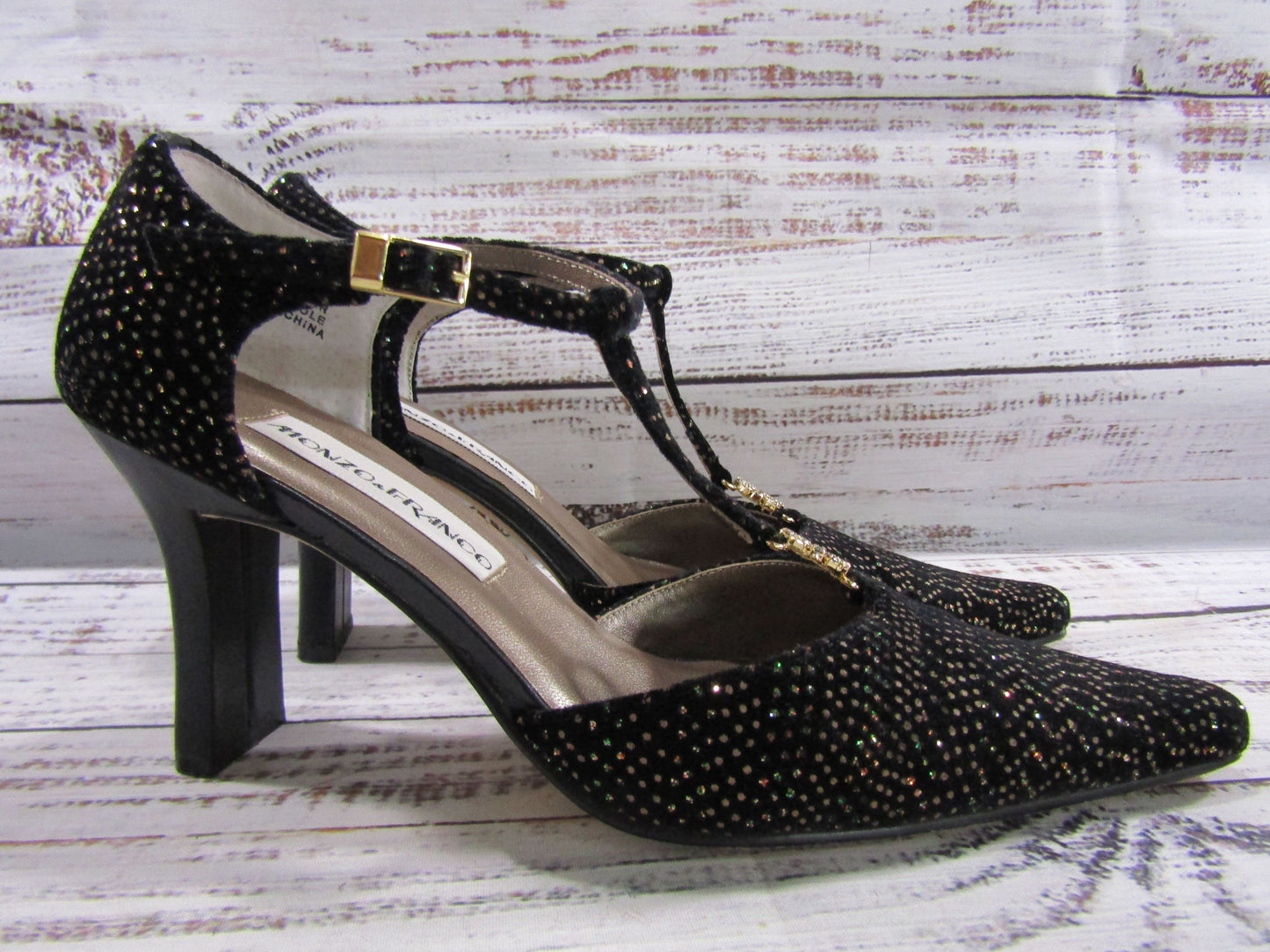 Monzo & Franco Tango Women's Black Ankle Strap Heel Size 7.5