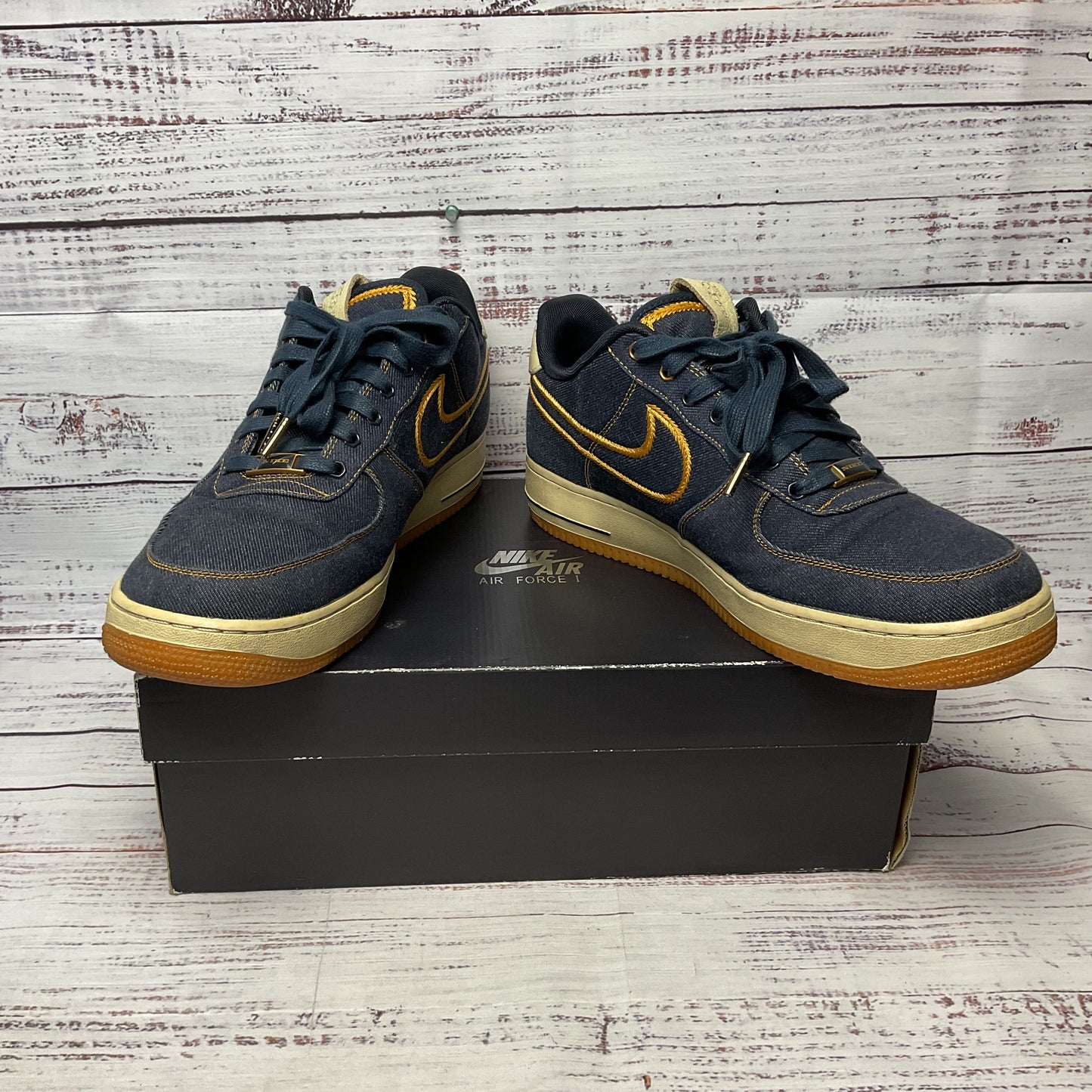 Nike Air Force 1 Low Premium Denim Blue Sneaker Shoe Women Size 11