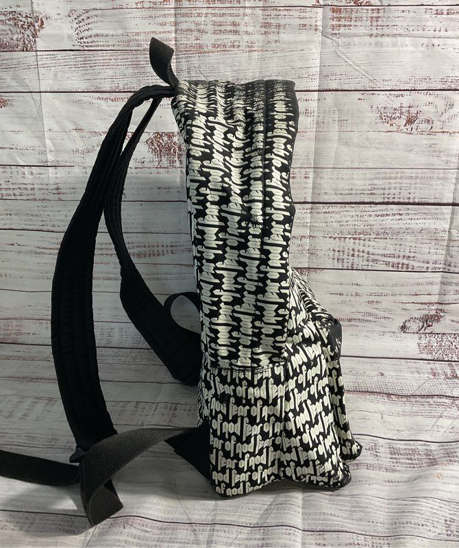 Rare Essentials Fear Of God Designer Black White Zip Shoulder Straps Backpack