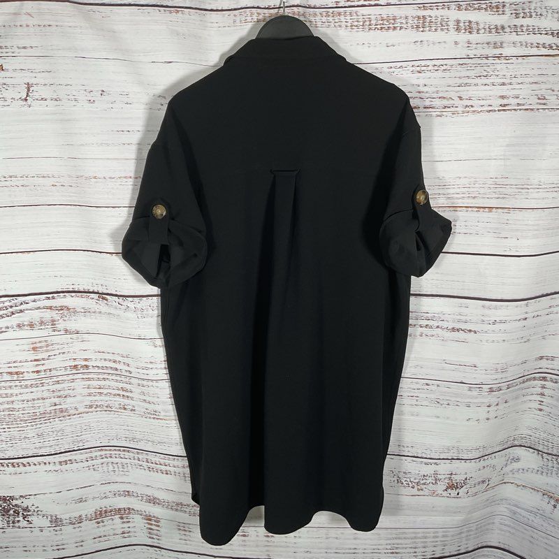 Sezane Black Short Sleeve Sadie Button Up Dress - Size S
