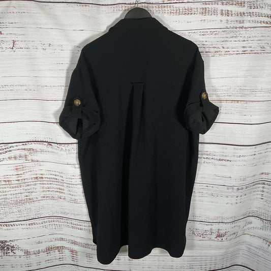 Sezane Black Short Sleeve Sadie Button Up Dress - Size S