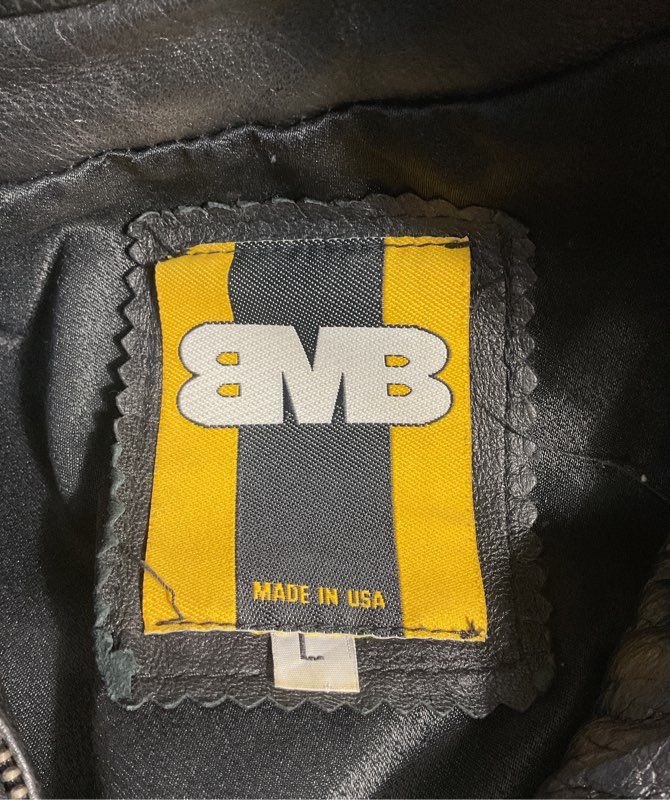 Vintage BMB Women's Black Leather Zip Up Biker Jacket Size L