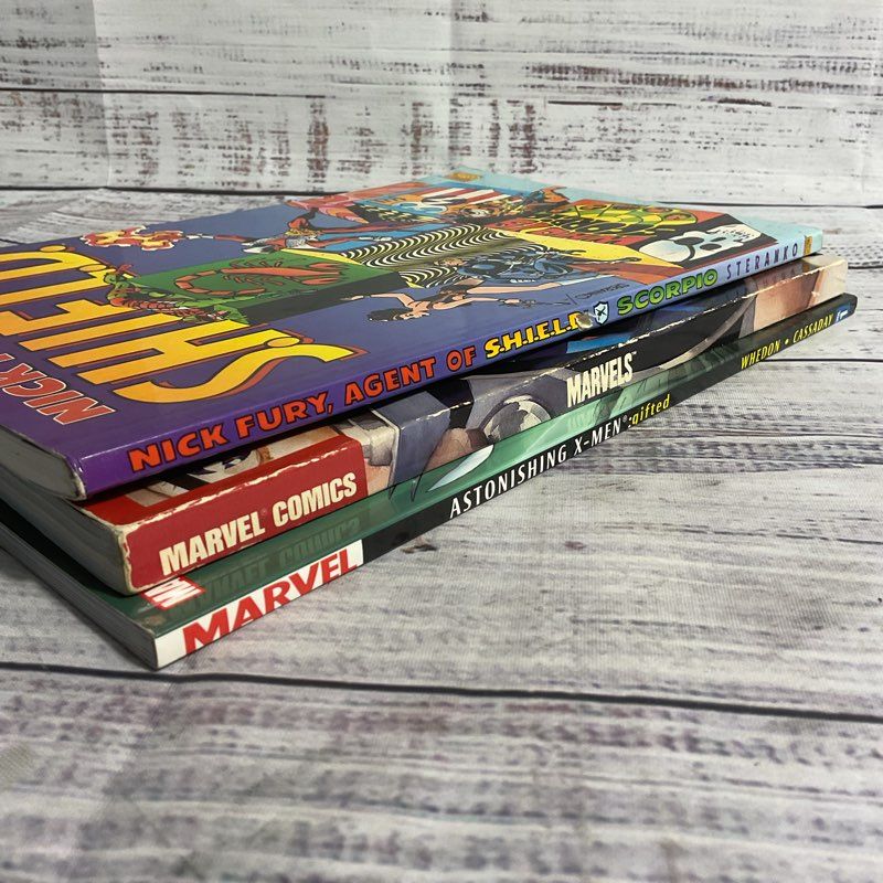 Lot Of 3 Marvel TPB Comics (Astonishing X Men, Marvels Antman, Nick Fury SHIELD)