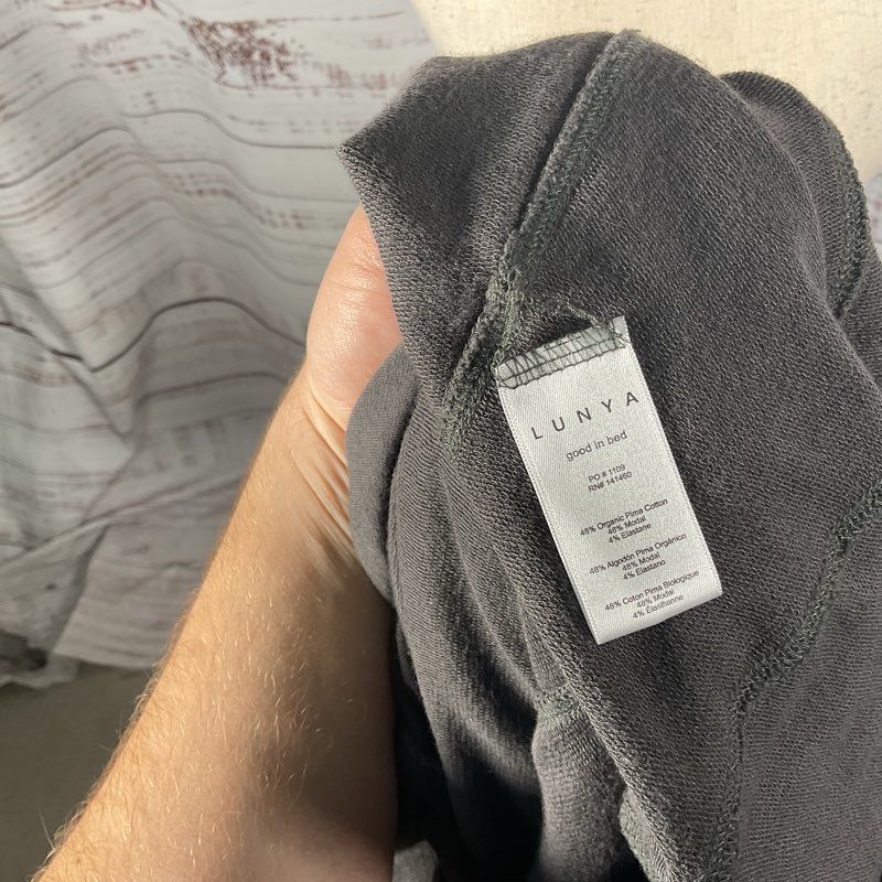 Lunya Gray Cowl Neck Long Sleeve Cotton Blend Belted Wrap Robe Cardigan sz XS/S