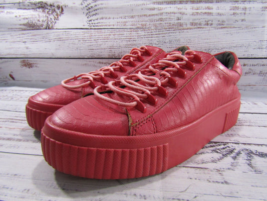 Kendall + Kylie Reese Women's Red Embossed Leather Platform Sneakers Size 7
