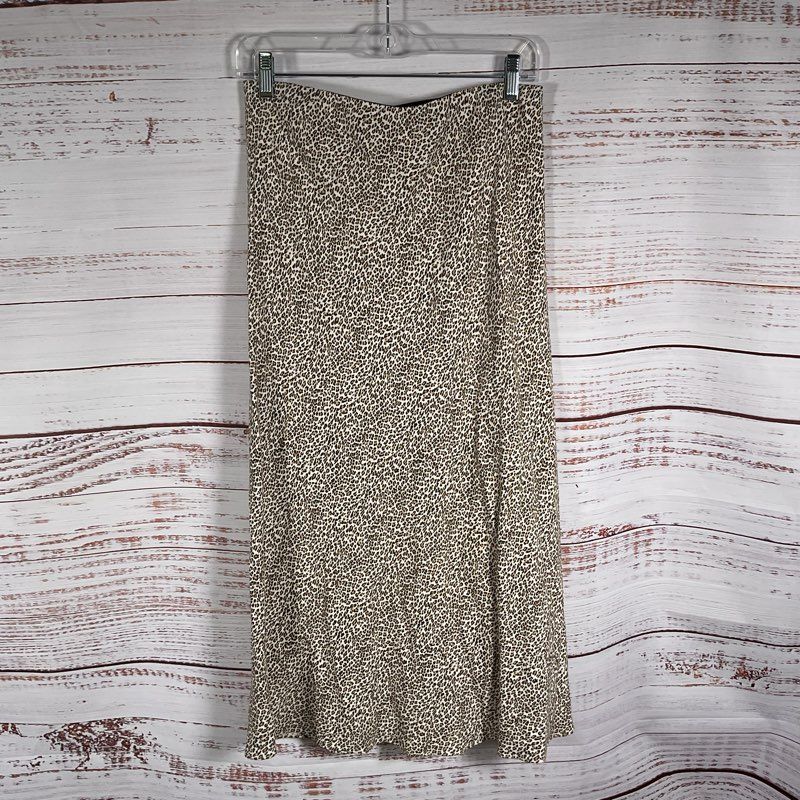Jenni Kayne Leopard Animal Print Slip Pencil Midi Skirt - Size Medium